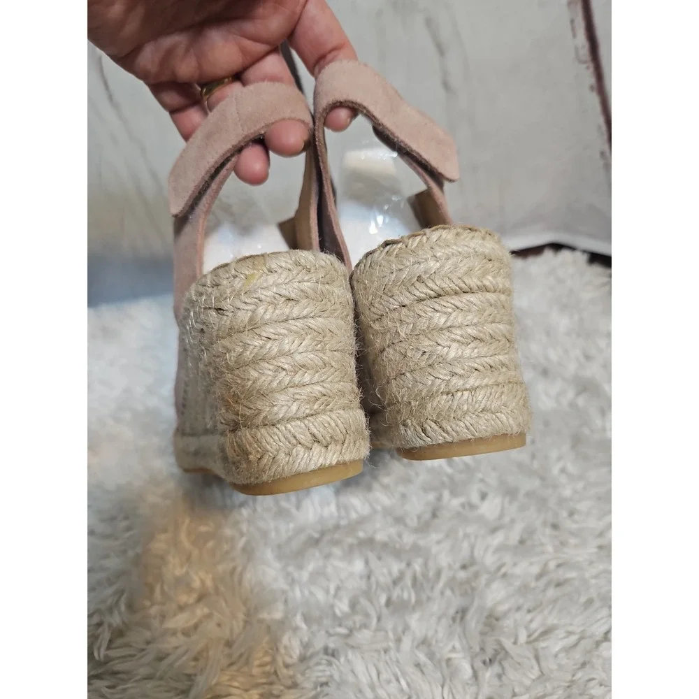Jutelia Pink Suede Leather Espadrilles Wedge 3